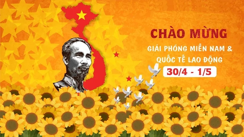 Trang trí không gian thêm sinh động với background 30/4 lễ hội tưng bừng