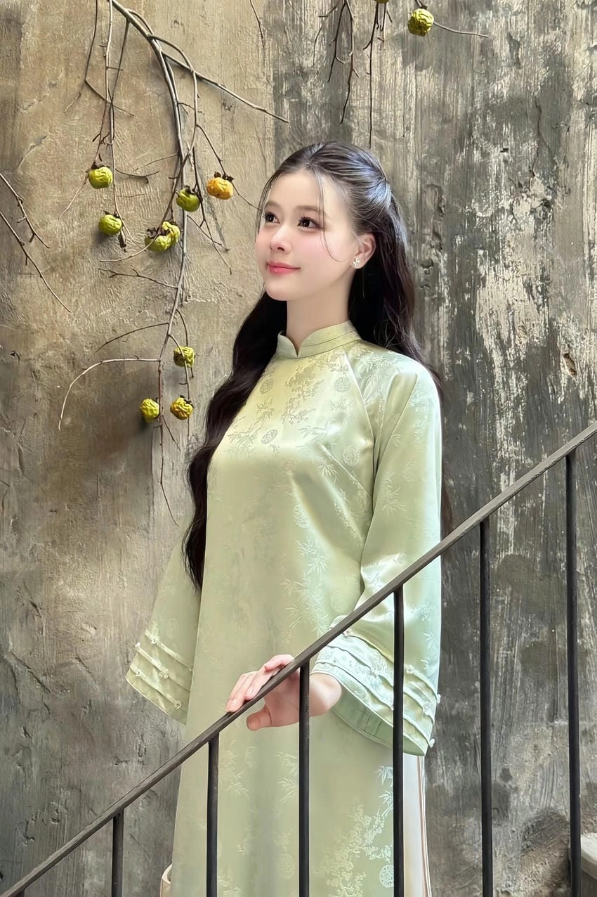 Background áo dài xuân tràn đầy sức sống mới