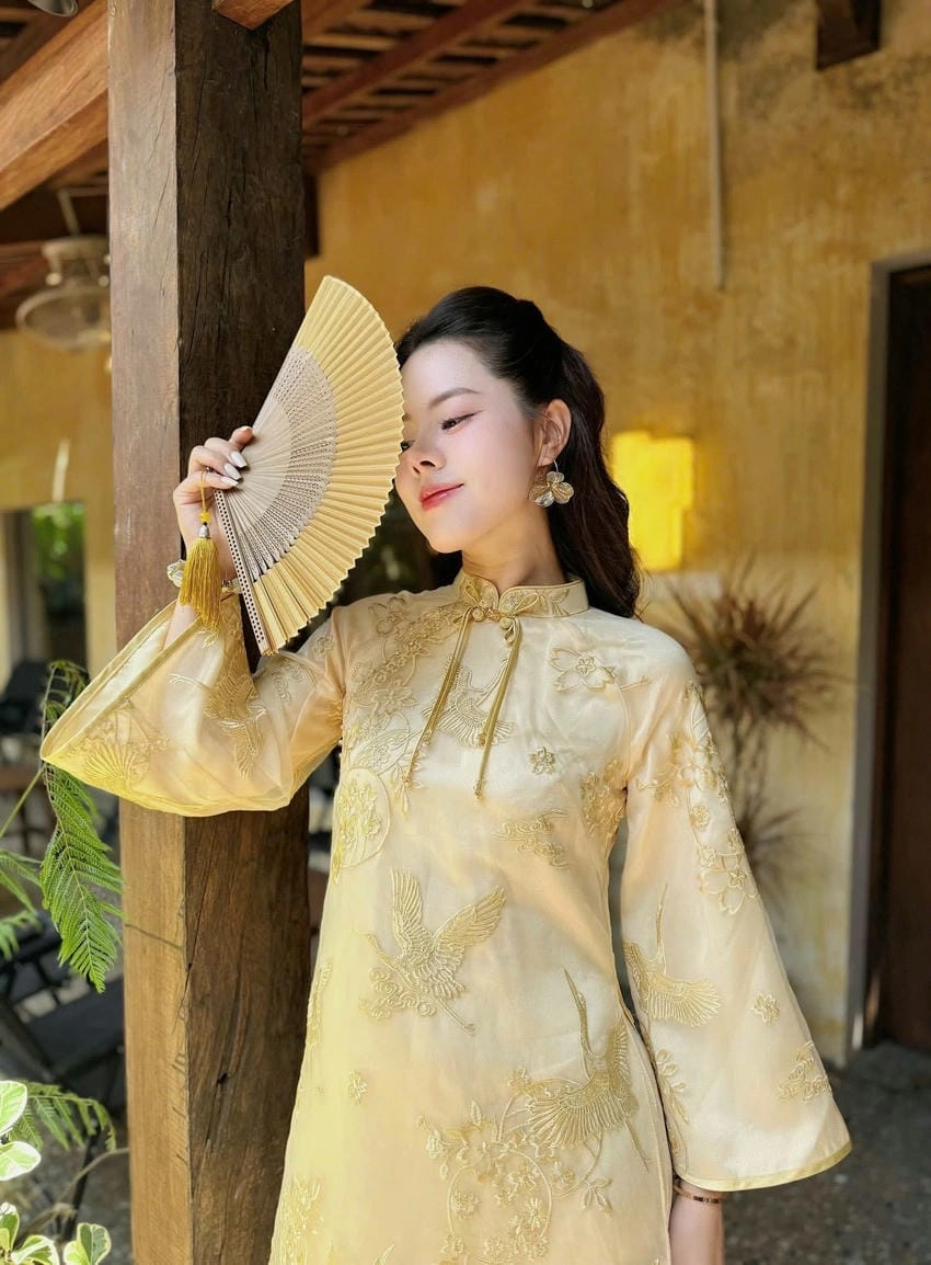 Background áo dài lung linh nổi bật giữa ánh sáng