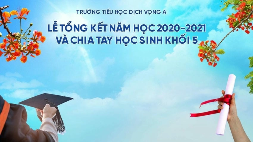 Background lễ bế giảng thiết kế tinh tế và hiện đại