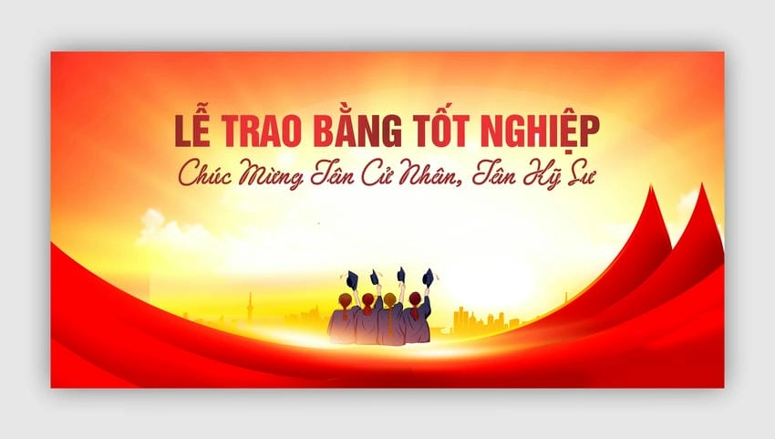 Background lễ bế giảng hiện đại kết hợp truyền thống