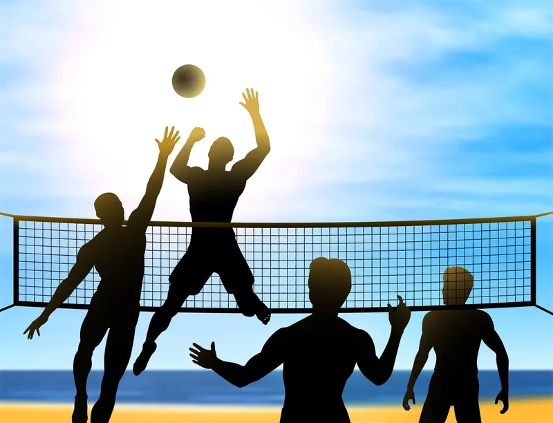 Background bóng chuyền hoạt hình vui nhộn và sáng tạo