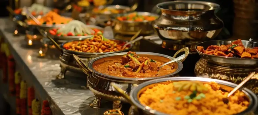 Background buffet sang trọng phù hợp tiệc lớn