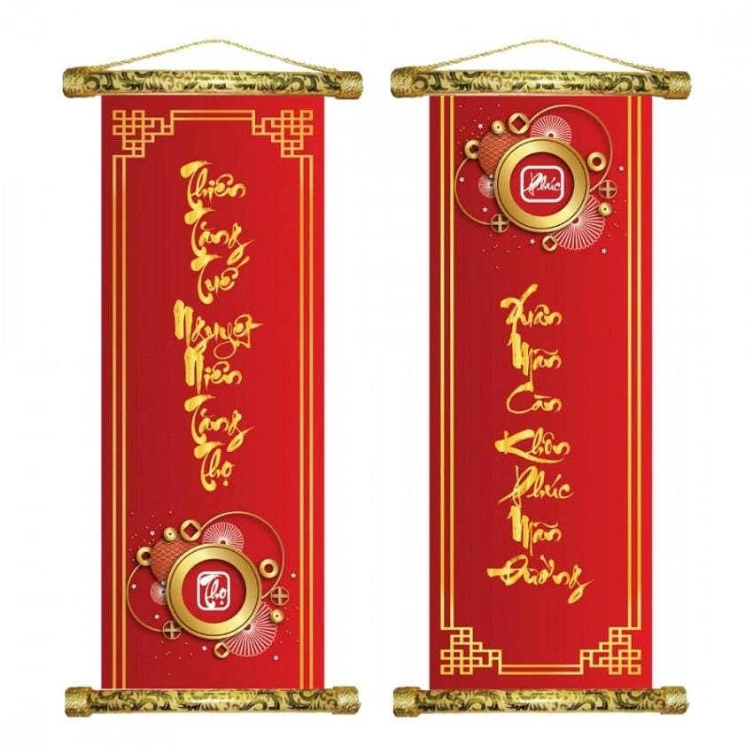 Background câu đối ý nghĩa lan tỏa thông điệp nhân văn