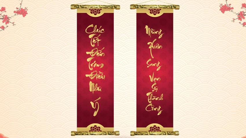 Background câu đối chuyên nghiệp phù hợp slide thuyết trình