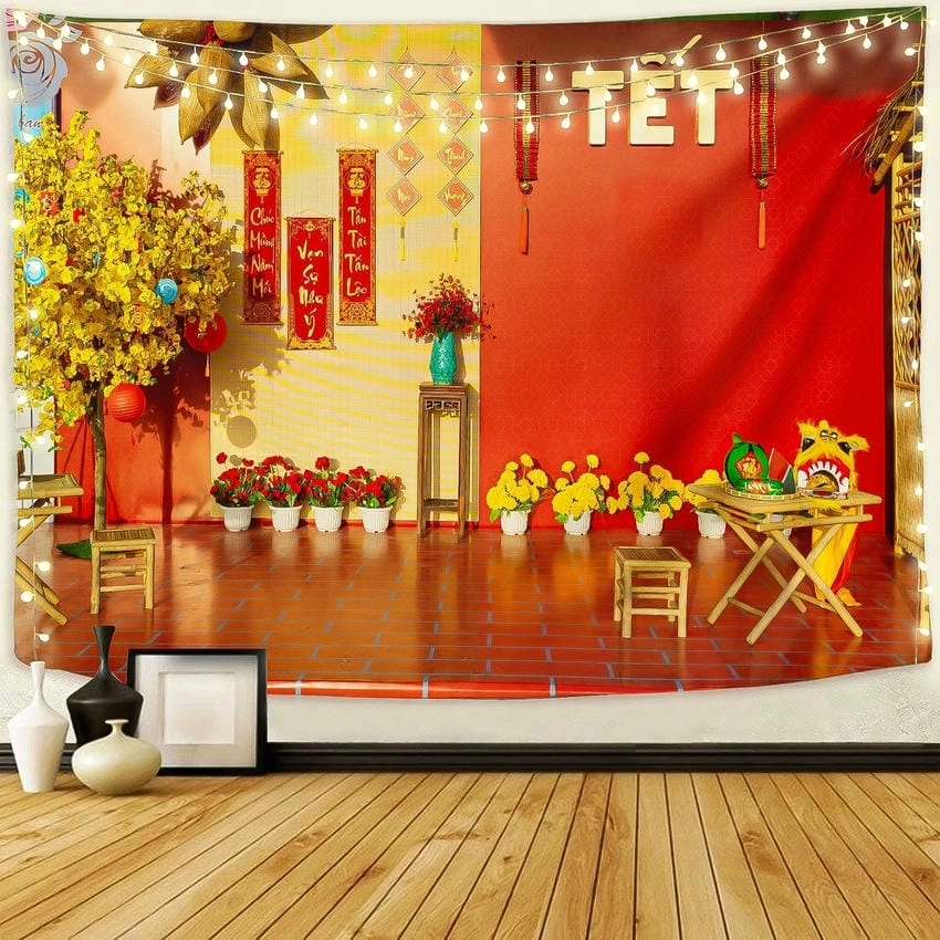 Background chụp hình tết nhà hàng sang trọng và ấn tượng