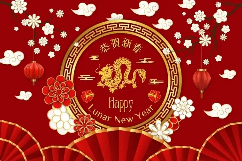 Background chụp hình tết ngoài trời rộn ràng sắc xuân