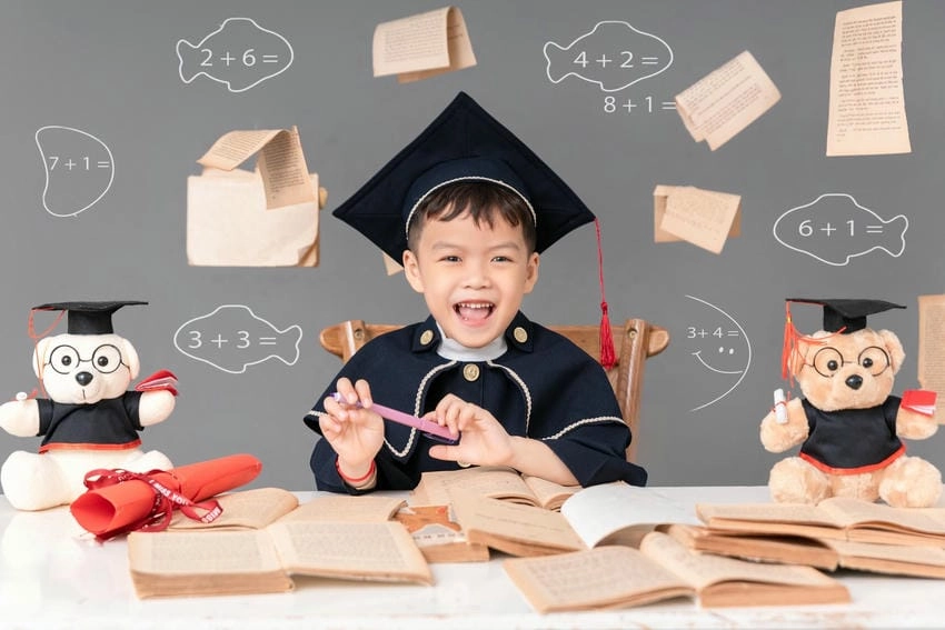 Background chụp kỷ yếu với đạo cụ sáng tạo