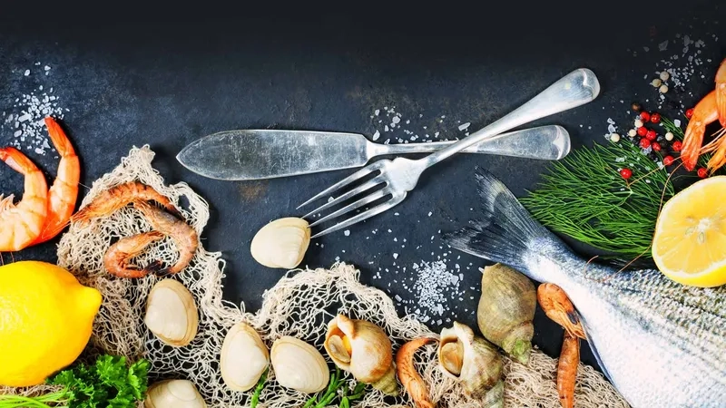 Background hải sản giấy dán tường cho không gian biển sống động