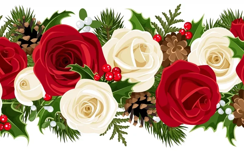 Background hoa Giáng sinh chủ đề cây thông tươi vui