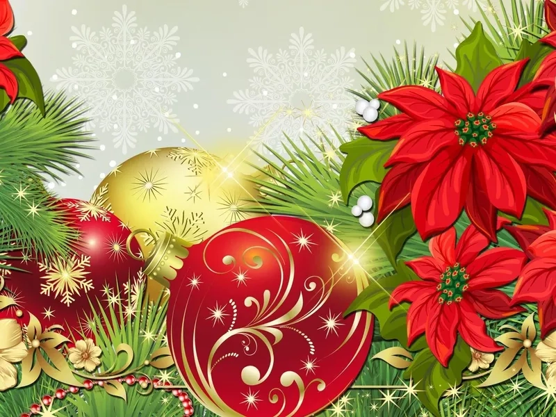 Background hoa Giáng sinh gam màu đỏ xanh nổi bật