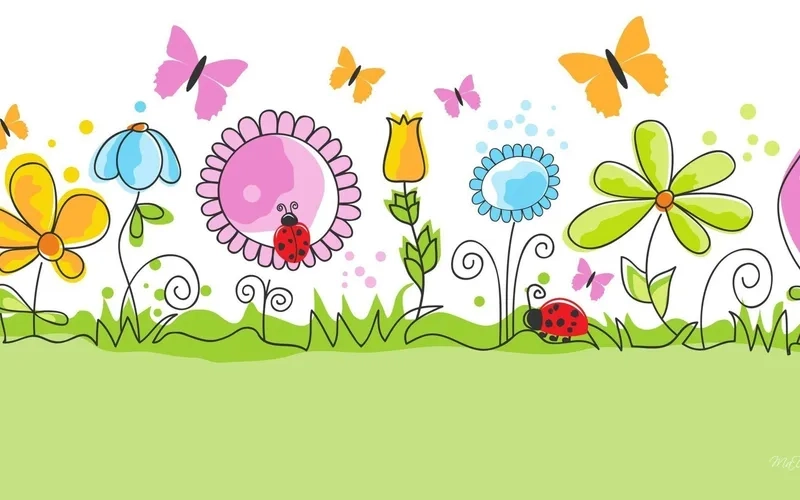 Thêm năng lượng với background hoa hoạt hình vui nhộn đáng yêu