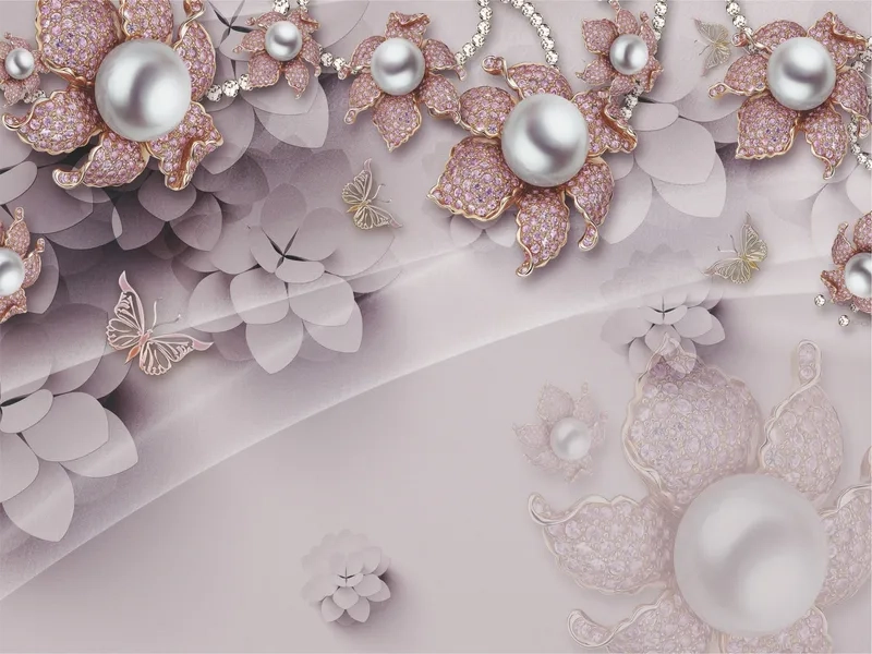 Phong cách hiện đại với background hoa sang trọng texture kim loại