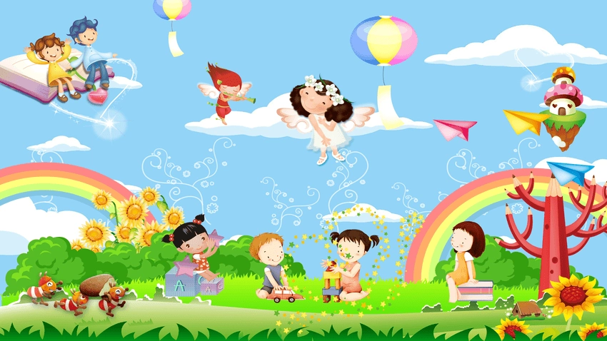 Mẫu background học sinh mang màu sắc tươi mới