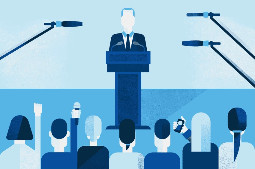 Background họp báo mẫu đơn giản và dễ sử dụng