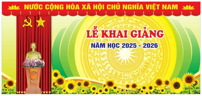 Background khai giảng trường học rực rỡ và sinh động