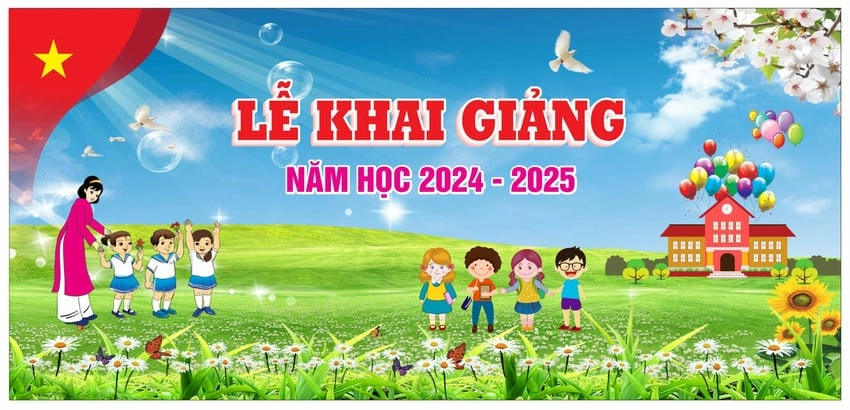 Background khai giảng hoạt hình vui nhộn và sinh động