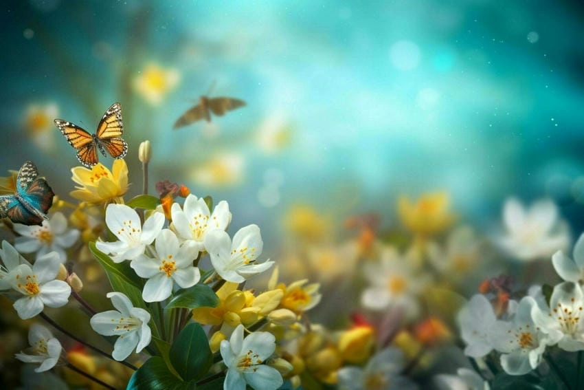 Background mùa xuân phong cảnh nên thơ dịu dàng