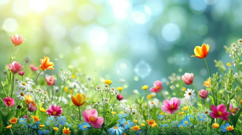 Background mùa xuân hoa khoe sắc ngọt ngào