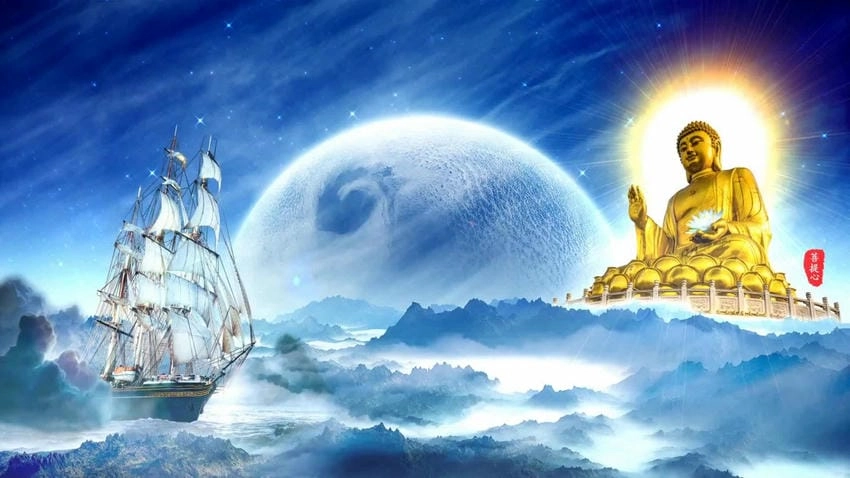 Background Phật giáo hiện đại kết hợp cổ điển và sáng tạo