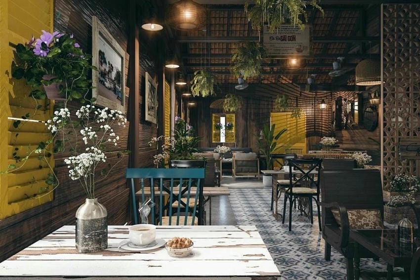 Background quán cafe thiết kế hài hòa đầy thẩm mỹ
