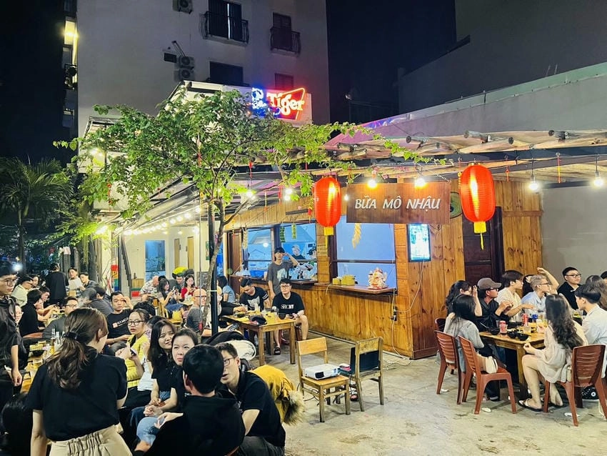 Background quán nhậu quảng cáo hỗ trợ truyền thông