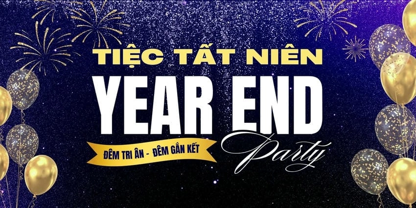 Background tiệc tất niên sân khấu nổi bật ánh sáng