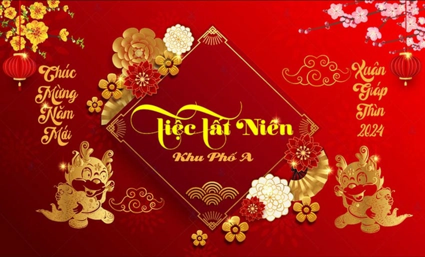 Background tiệc tất niên mẫu đẹp cho mọi ý tưởng