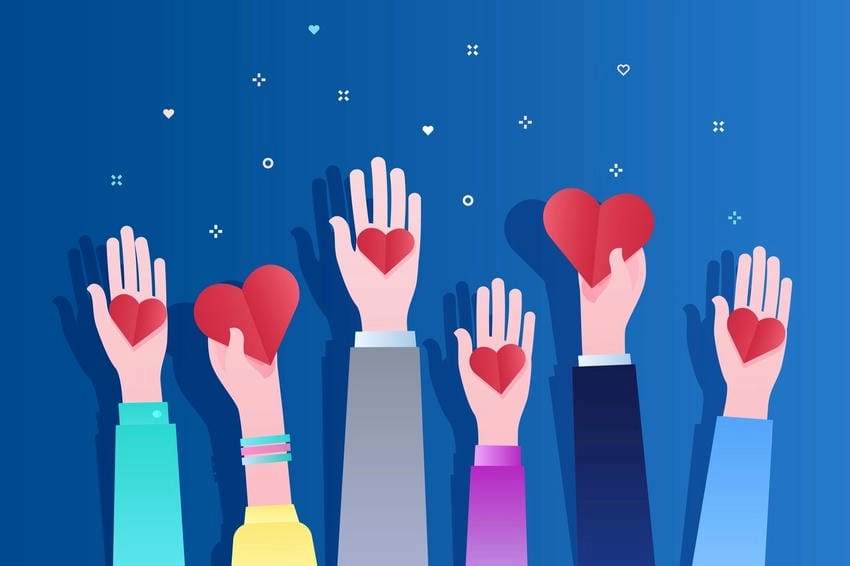 Background từ thiện hiện đại kết hợp sáng tạo