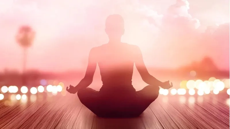 Tôn vinh sự tập trung với background yoga đơn nhân nhẹ nhàng và tinh khiết