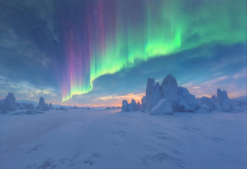 Nổi bật với background cực quang màn hình khóa đẹp