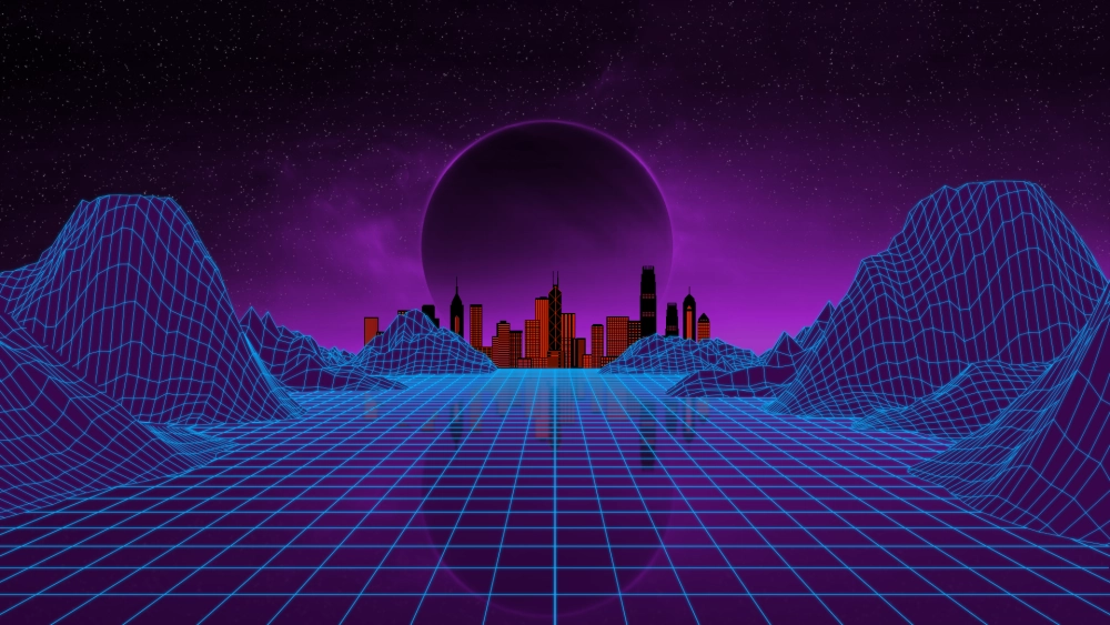 Mê mẩn với giai điệu và background sự kiện retro future synthwave đẹp